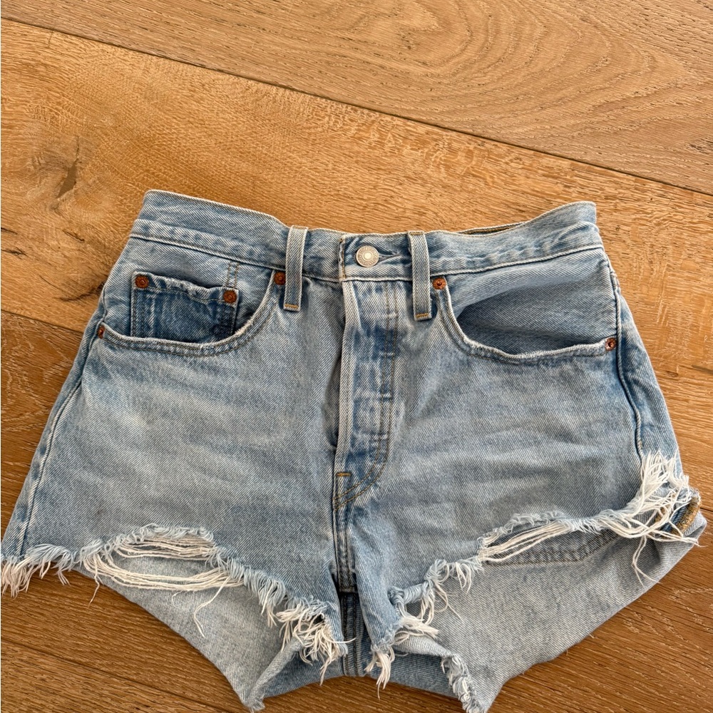 Levi's Blue Jean Shorts Distressed High-Waisted